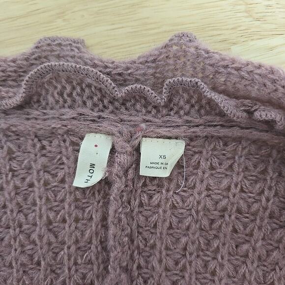 Moth Anthropologie Cardigan Layering Transitional Scalloped Lettuce Edge Size XS - Picture 4 of 11